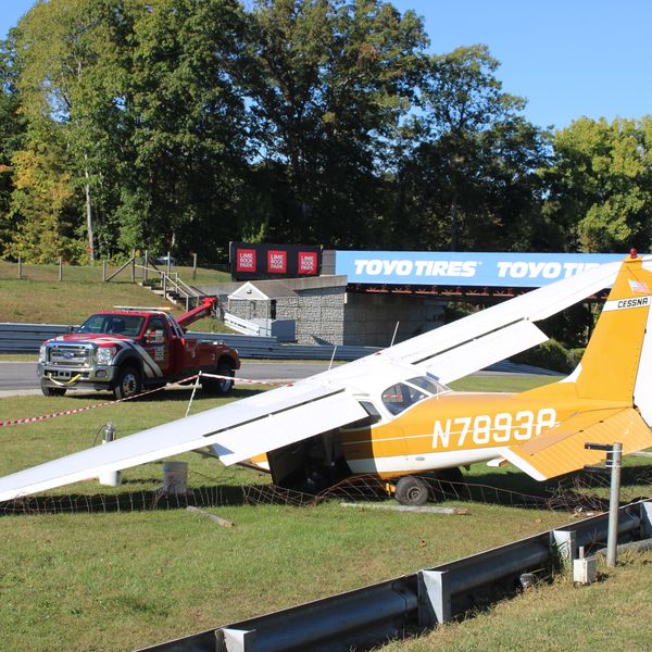 Small plane crash lands at Lime Rock Park