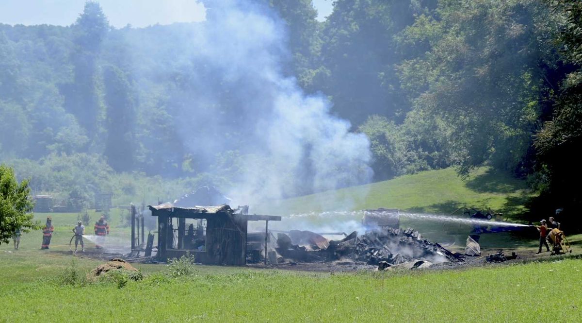Fire destroys Stanford farm equipment shed, propane tanks explode