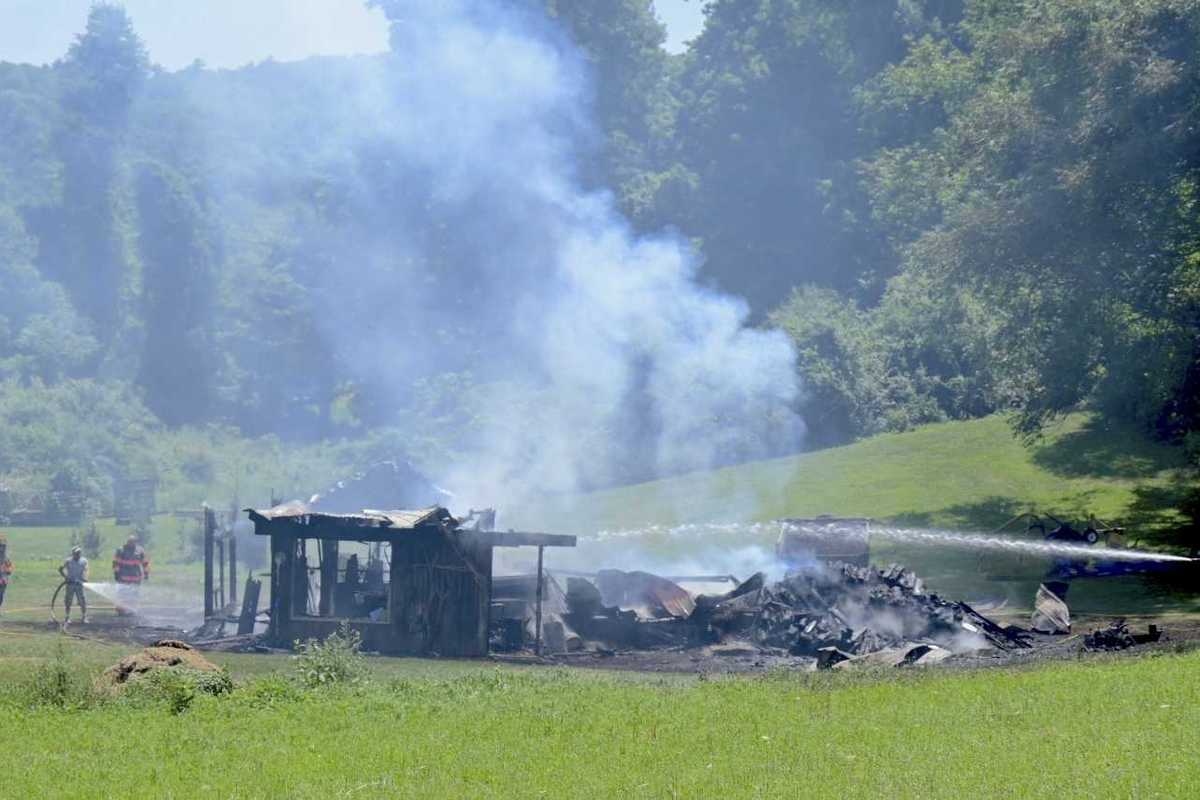 Fire destroys Stanford farm equipment shed, propane tanks explode