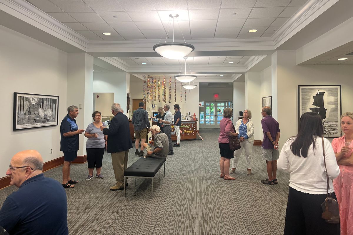 Richard Deon’s woodblock printson display at Millbrook Library
