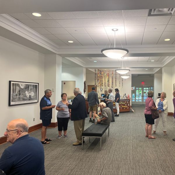 Richard Deon’s woodblock printson display at Millbrook Library