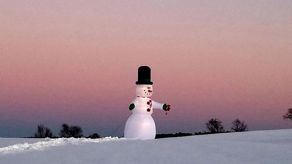 Solitary snowman