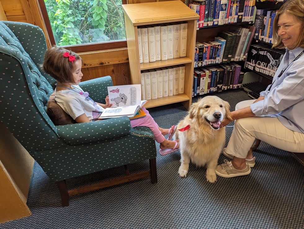 Reading with furry friends