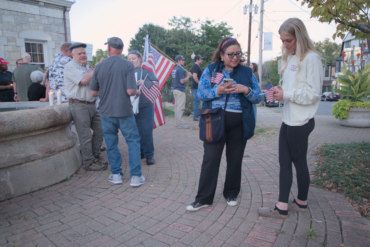 Gathering for Charlie Kirk in Amenia's Fountain Square