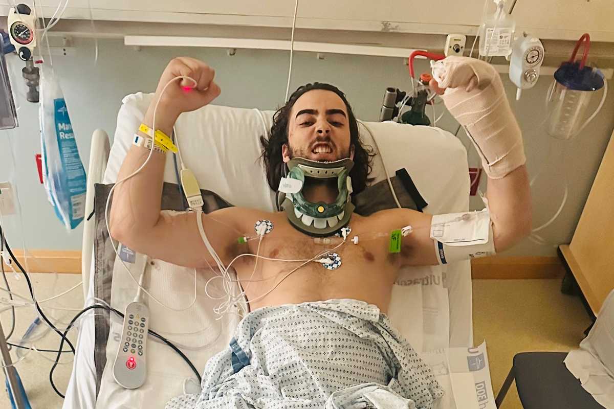 Motorcycle crash survivor fights through weeks of surgeries