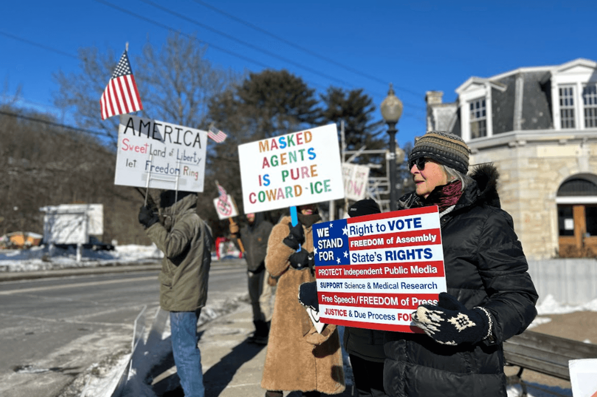Amenia protesters brave bitter cold to deliver anti-ICE message