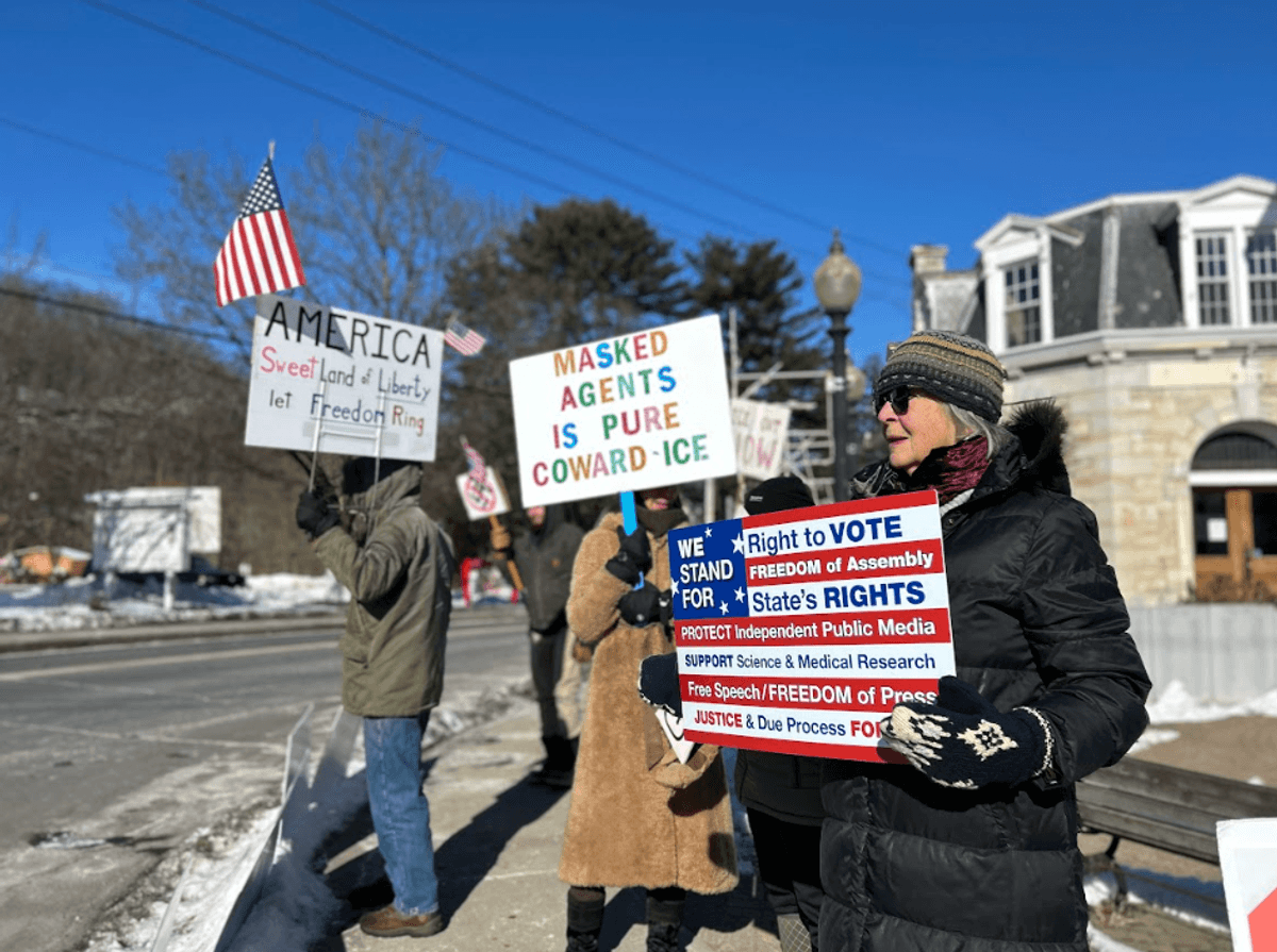 Amenia protesters brave bitter cold to deliver anti-ICE message