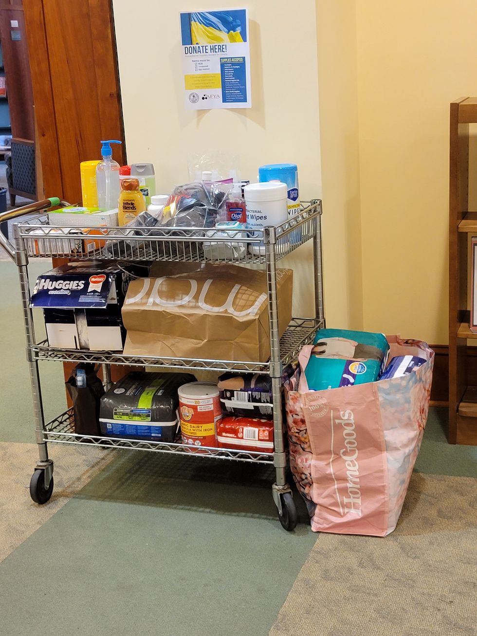 Millbrook Library collects items for Ukrainian war victims in need