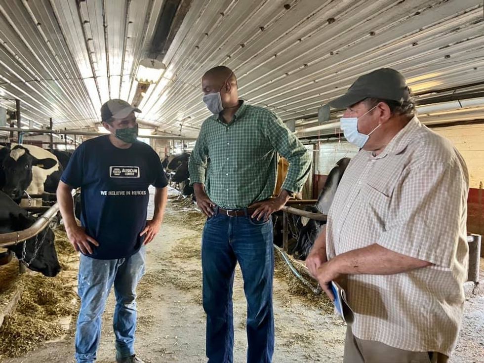 U.S. Rep. Antonio Delgado tours dairy as farmers seek additional COVID-19 support
